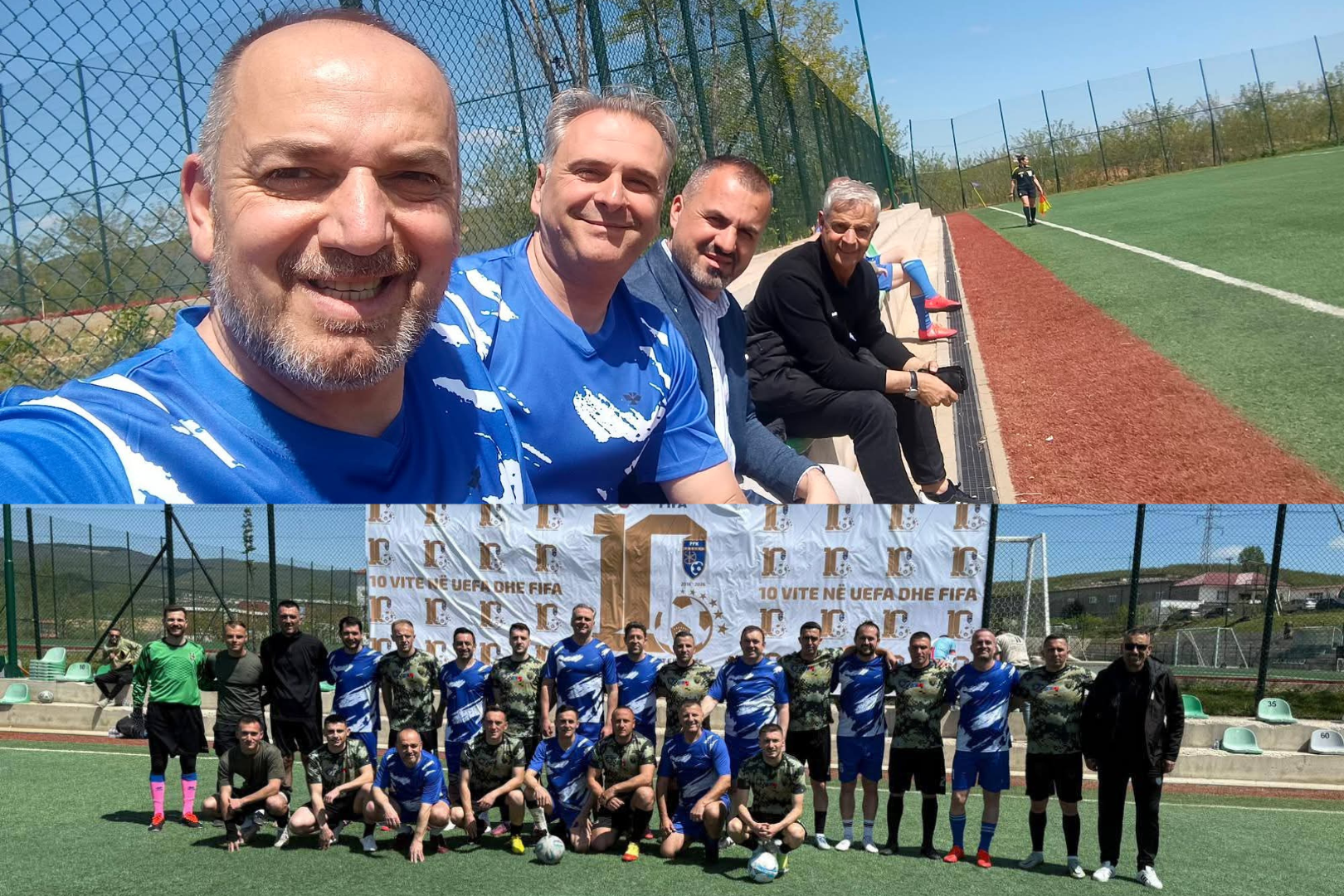 Haskuka publikon pamjet: Deputetët e LVV-së dhe ministri Basha luajnë futboll me ushtarët e FSK-së për 10-vjetorin e Kosovës në UEFA